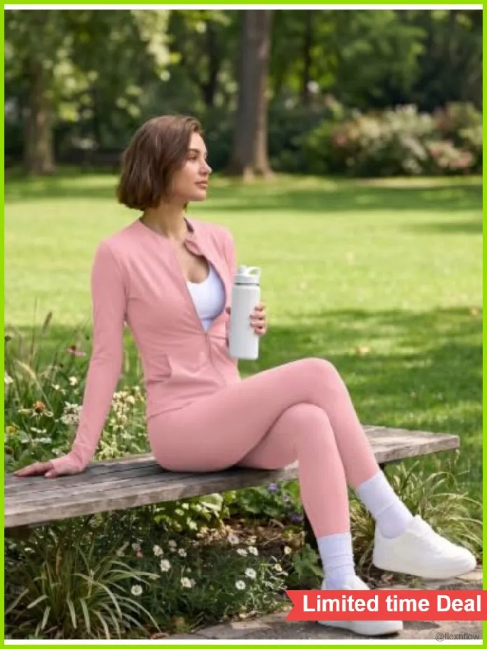2 Piece Yoga Tracksuit Set Zip Jacket High Waist Leggings Athletic Activewear